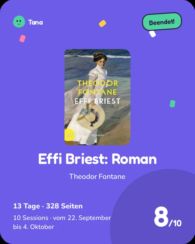 Karte eines beendeten Buchs: Effi Briest, 8 von 10.