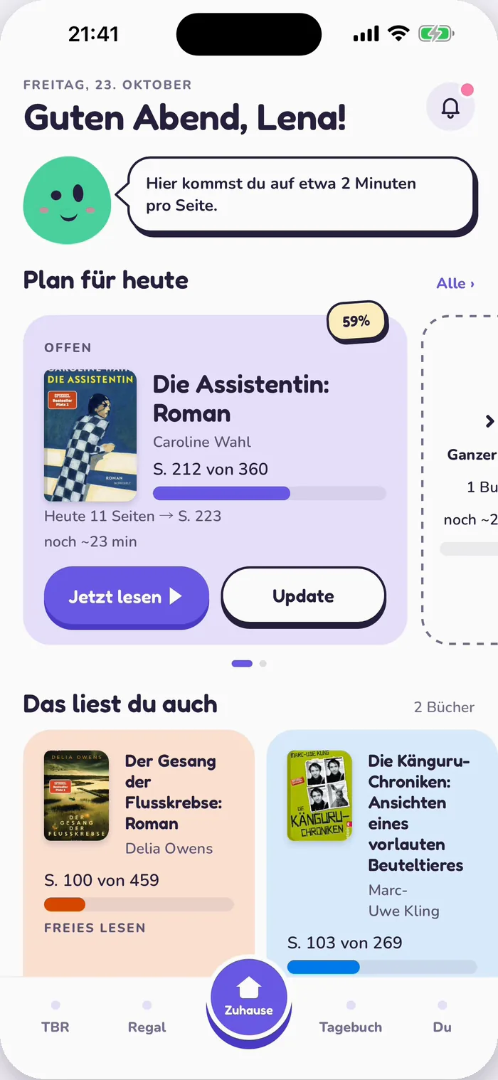 Das Zuhause von Tana mit Pip: „Hier kommst du auf etwa 2 Minuten pro Seite.“