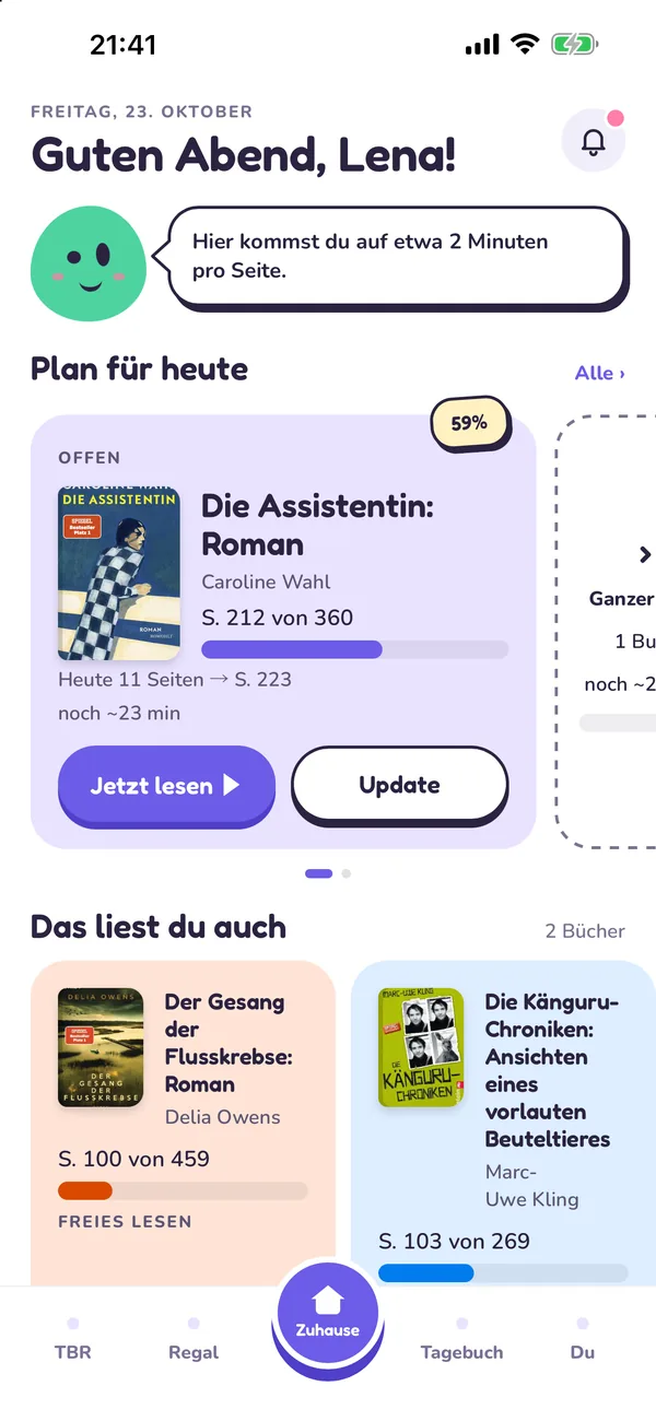 Das Zuhause von Tana in sechs Paletten, drei hellen und drei dunklen.