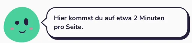 Pip im Zuhause von Tana: „Hier kommst du auf etwa 2 Minuten pro Seite.“