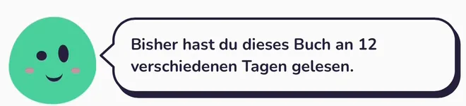 Pip im Zuhause von Tana: „Bisher hast du dieses Buch an 12 verschiedenen Tagen gelesen.“