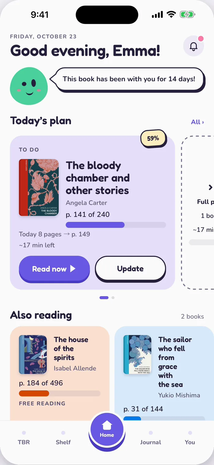 Tana’s Home with Pip: “This book has been with you for 14 days!”