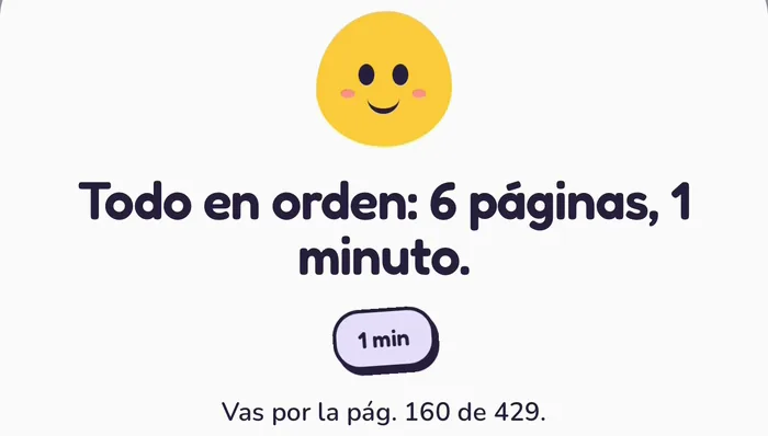 Pip lo celebra al final de una sesión: «Todo en orden: 6 páginas, 1 minuto.»