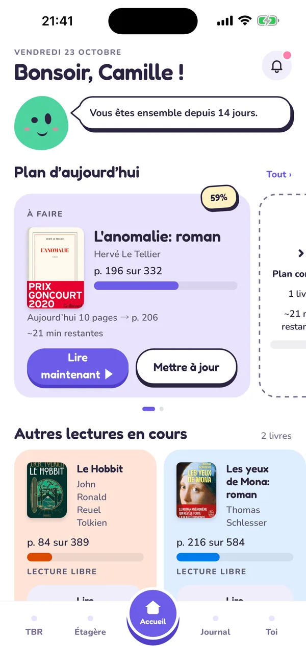 L’Accueil de Tana en six palettes, trois claires et trois sombres.