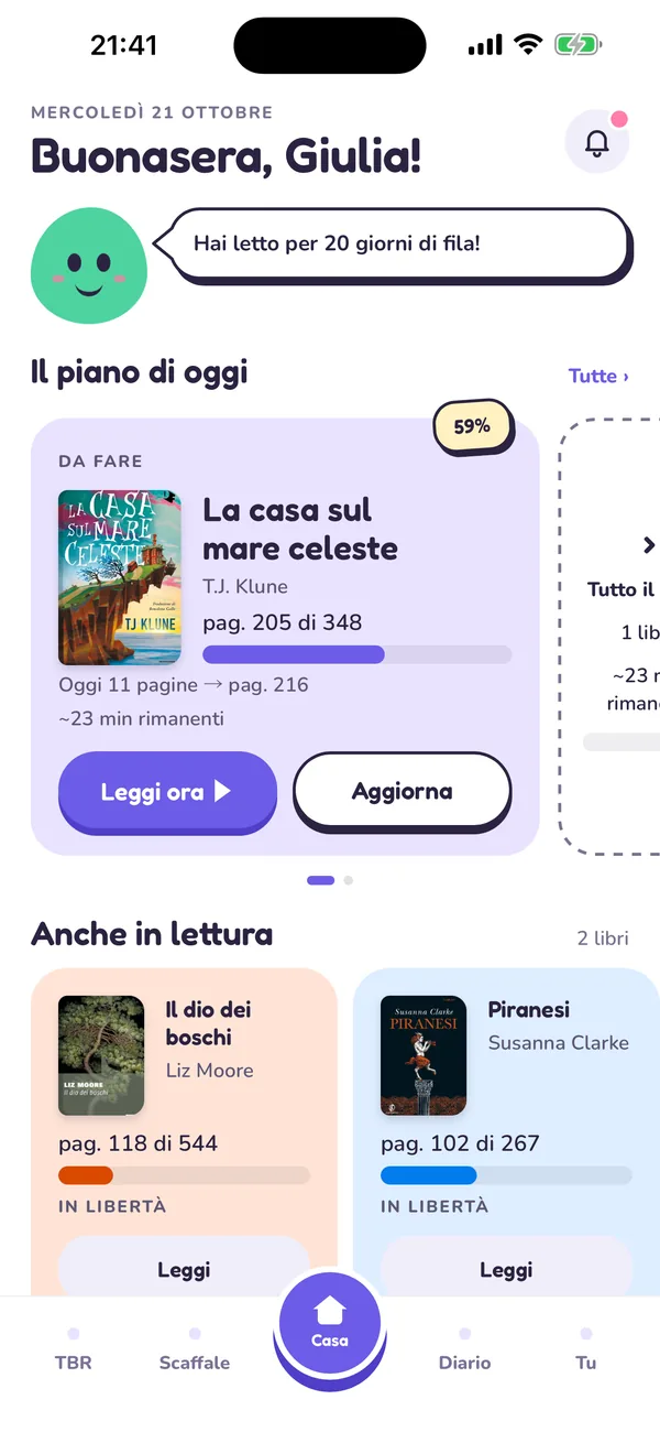 La Casa di Tana in sei palette, tre chiare e tre scure.